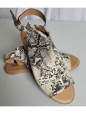 Qupid Snake Print Open Toe Slingback Sandals Womens Size 10